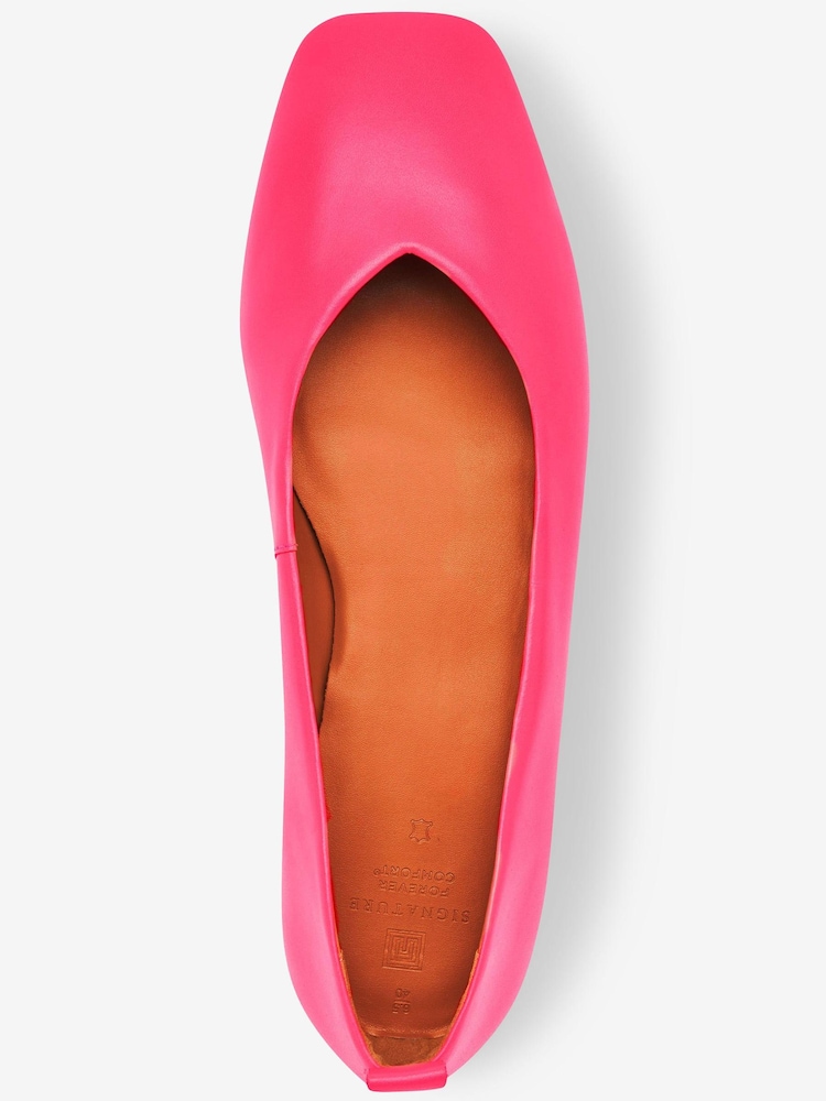 Pink Signature Leather Hi Cut Ballerina Shoes - Image 5 of 6