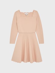 Reiss Pale Pink Marnie Junior Square Neck Knitted Dress - Image 2 of 5