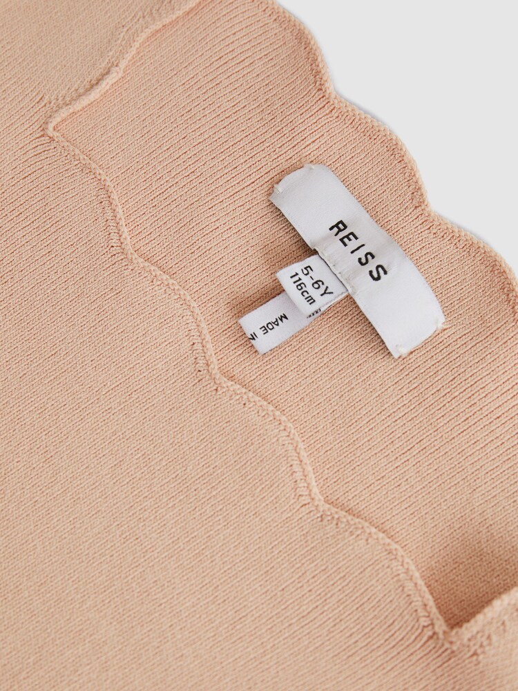 Reiss Pale Pink Marnie Junior Square Neck Knitted Dress - Image 5 of 5