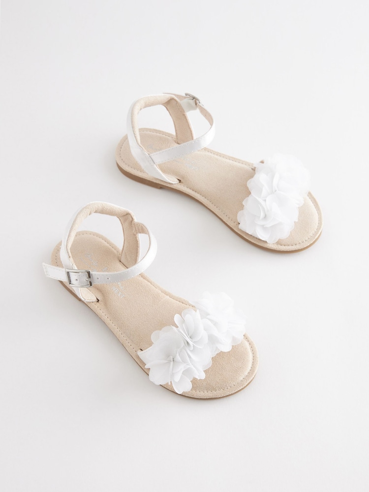 White Occasion Corsage Flower Sandals - Image 3 of 3