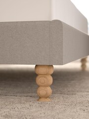 Soft Texture Light Natural Madeline Scalloped Upholstered Bed Frame - Image 2 of 4