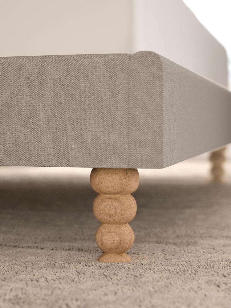 Soft Texture Light Natural Madeline Scalloped Upholstered Bed Frame - Image 2 of 4