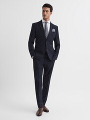 Reiss Navy Pray Slim Fit Single Breasted Wool Blazer - Image 3 of 5