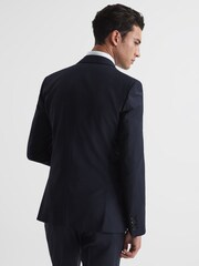 Reiss Navy Pray Slim Fit Single Breasted Wool Blazer - Image 5 of 5