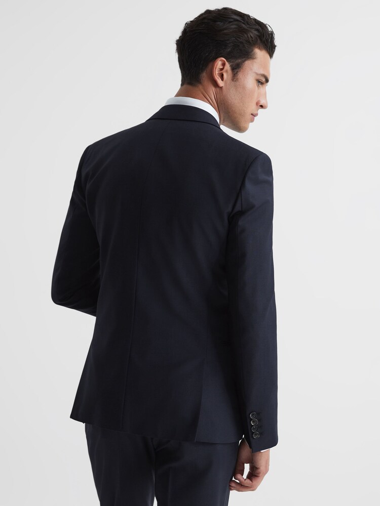 Reiss Navy Pray Slim Fit Single Breasted Wool Blazer - Image 5 of 5