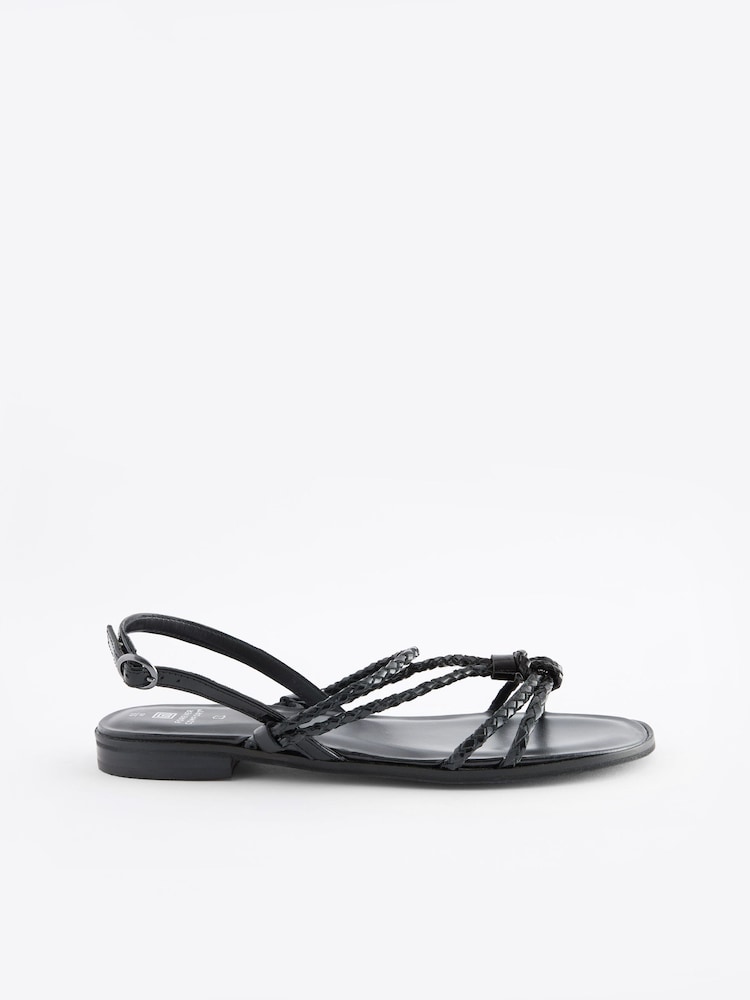 Schwarz - Forever Comfort® Flache Ledersandalen mit Flechtriemen - Bild 2 von 6 Schwarz - Forever Comfort® Flache Ledersandalen mit Flechtriemen - Bild 2 von 6