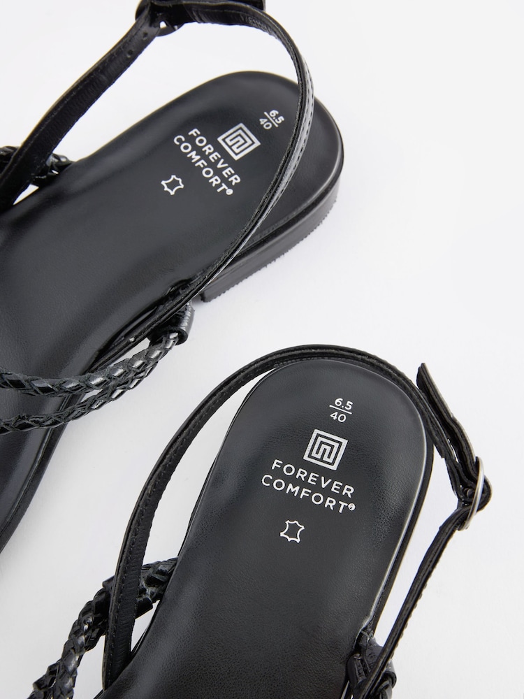 Черный - Кожаные сандалии с плетеными ремешками Forever Comfort® - Изображение 6 из 6
