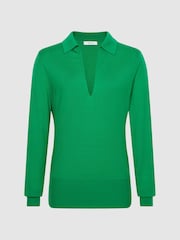 Reiss Green Candise Collared Knitted Jumper - Image 2 of 7