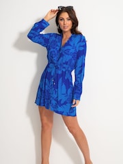 Pour Moi Blue Crinkle Button Shirt - Image 1 of 5