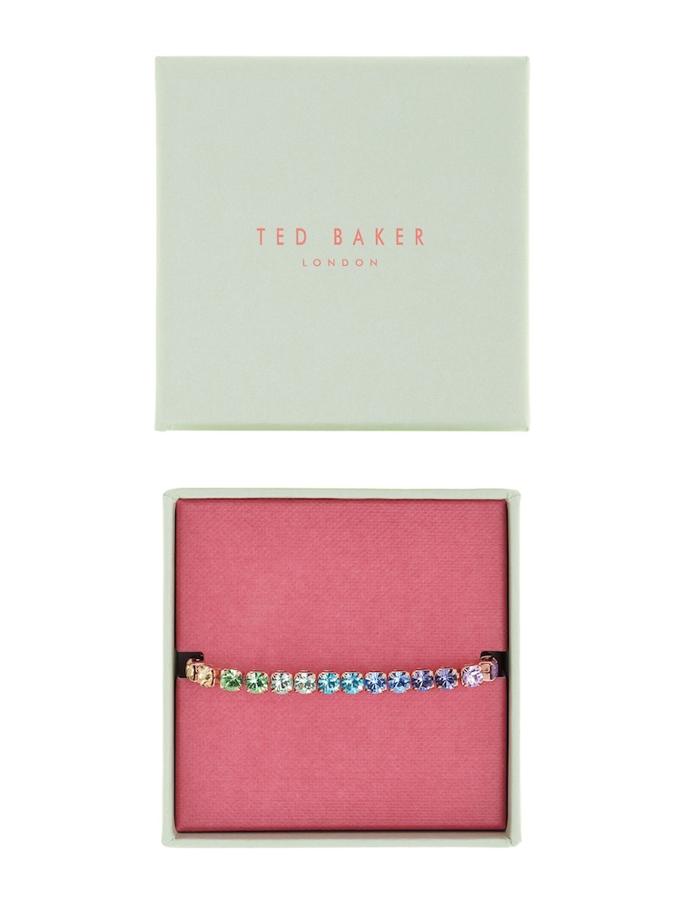 Ted Baker Gold Tone/Rainbow MELRAH: Crystal Adjustable Tennis Bracelet For Women - Image 6 of 8