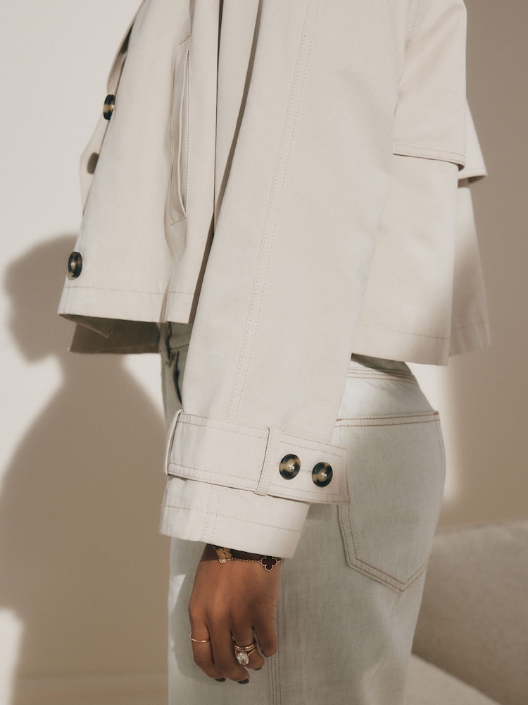 Sand Cropped Trench Jacket - Image 5 of 7