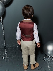 Tan Brown Check Waistcoat, Shirt & Bow Tie Set (3mths-7yrs) - Image 3 of 9