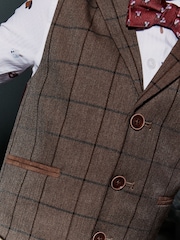 Tan Brown Check Waistcoat, Shirt & Bow Tie Set (3mths-7yrs) - Image 4 of 9