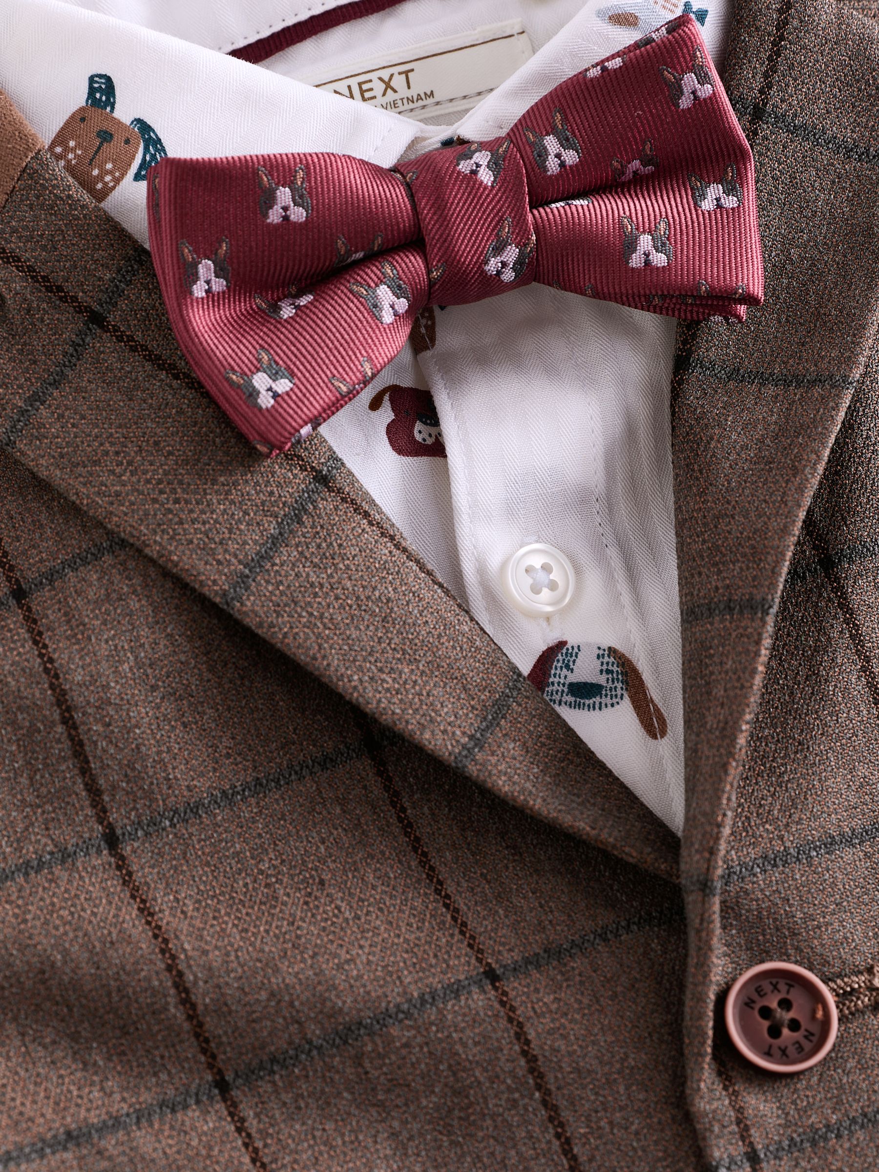 Buy Tan Brown Check Waistcoat, Shirt & Bow Tie Set (3mths Buy Tan Brown Check Waistcoat, Shirt & Bow Tie Set (3mths