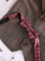 Tan Brown Check Waistcoat, Shirt & Bow Tie Set (3mths-7yrs) - Image 9 of 9