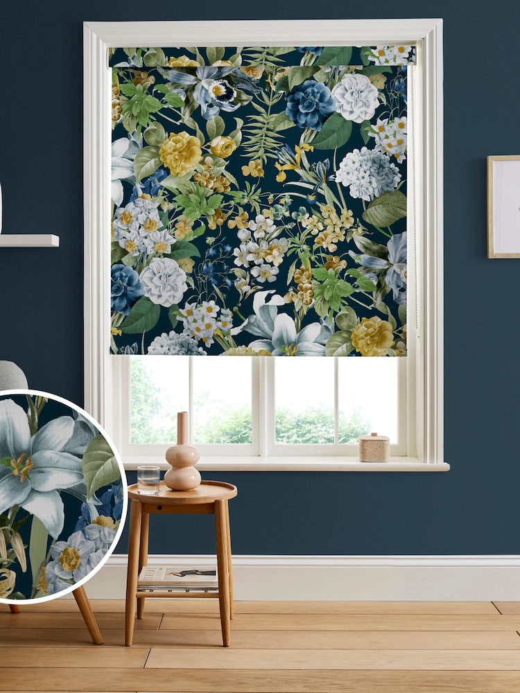 Graham & Brown Midnight Blue Glasshouse Made to Measure Roller Blind - Image 1 of 6