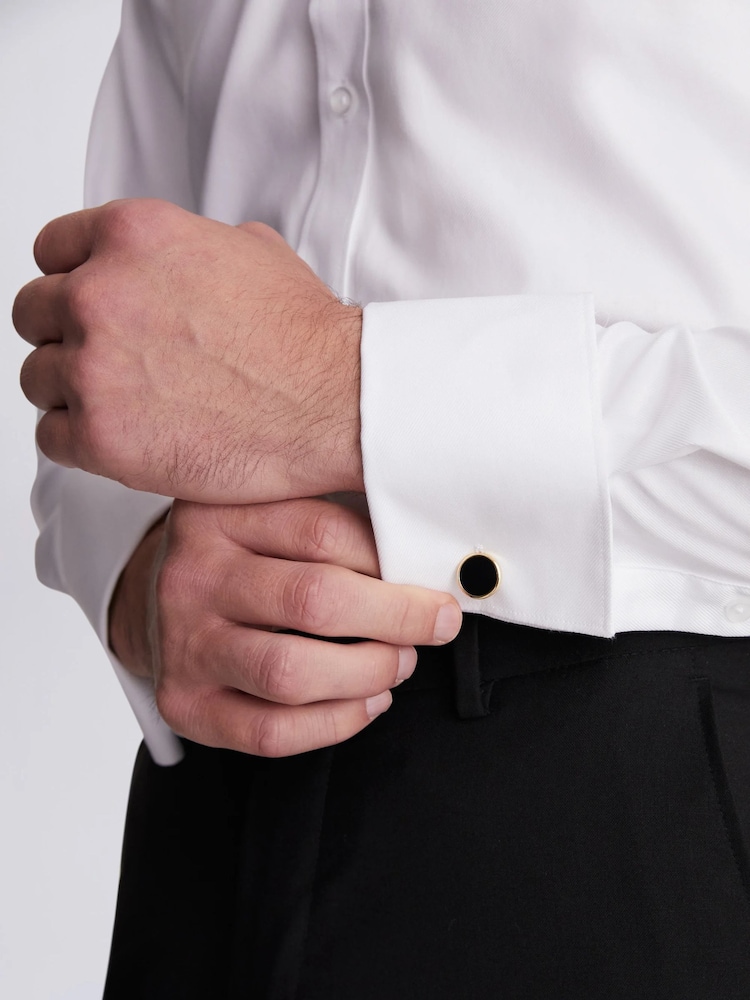 MOSS White Tailored 100% Cotton Double Cuff Twill Shirt - Image 1 of 5 MOSS White Tailored 100% Cotton Double Cuff Twill Shirt - Image 1 of 5