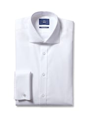 MOSS White Tailored 100% Cotton Double Cuff Twill Shirt - Image 4 of 5