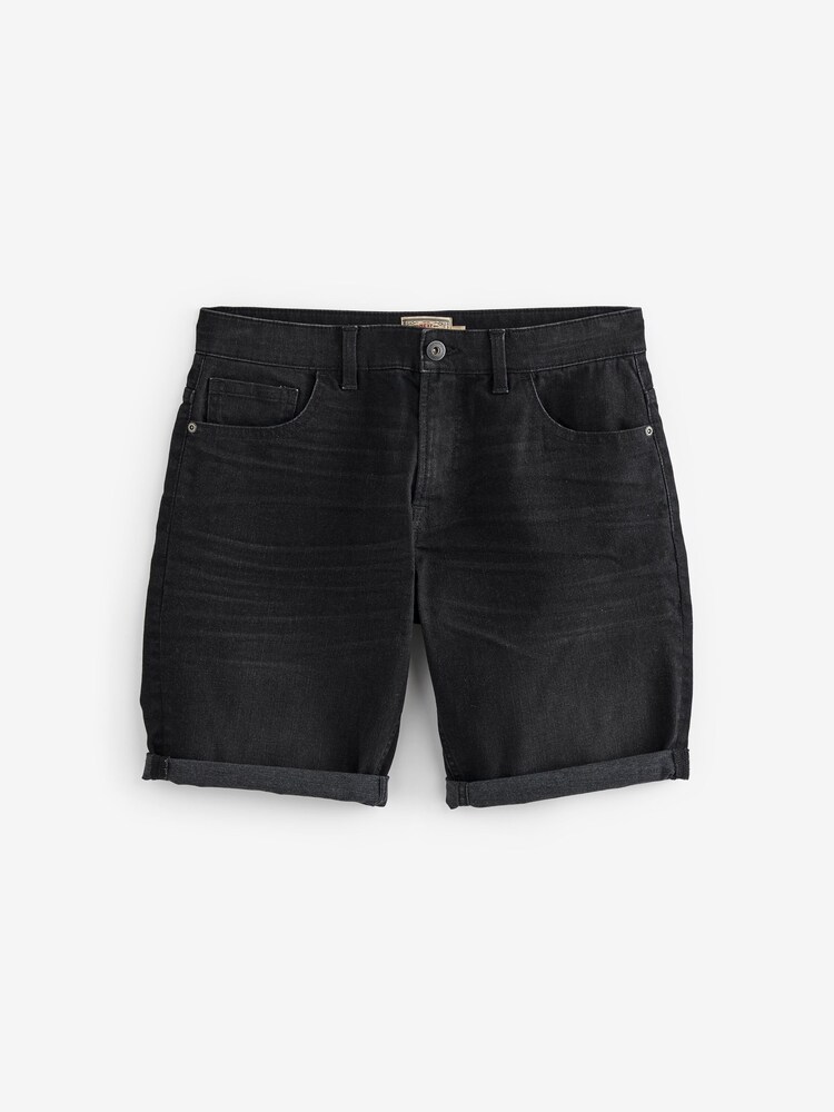 Washed Black Slim Stretch Denim Shorts - Image 2 of 4