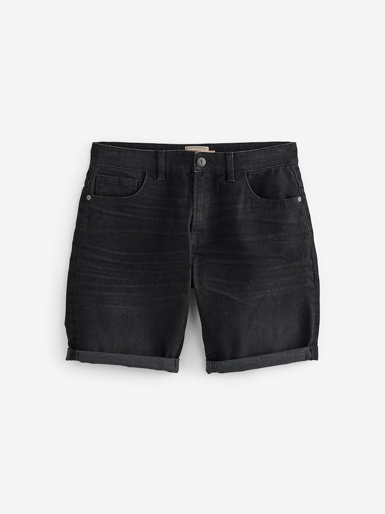Sprana črna - Raztegljive denim kratke hlače - Slika 2 iz 4 Sprana črna - Raztegljive denim kratke hlače - Slika 2 iz 4