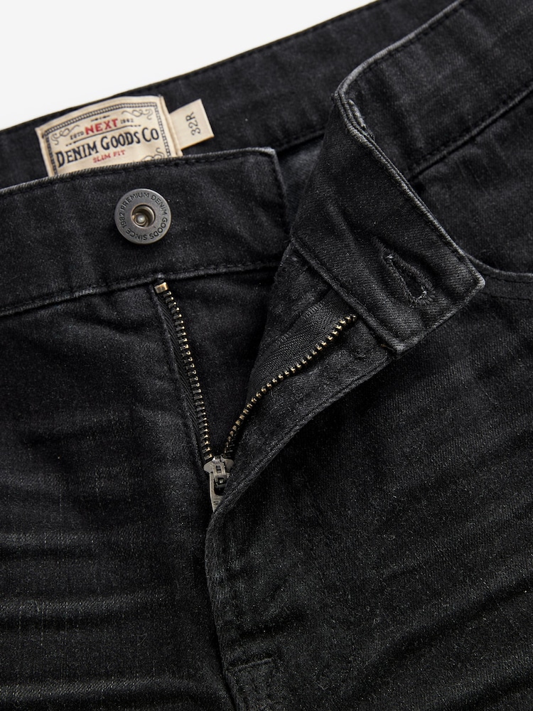 Washed Black Slim Stretch Denim Shorts - Image 3 of 4