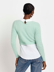 River Island Green Fluffy Hybrid 100% Cotton Top - Image 2 of 5