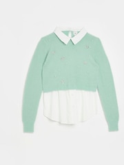 River Island Green Fluffy Hybrid 100% Cotton Top - Image 5 of 5