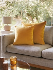 Dark Ochre Yellow 43 x 43cm Matte Velvet Cushion - Image 1 of 7