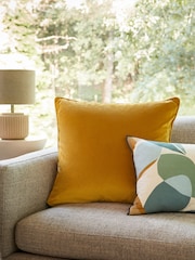 Dark Ochre Yellow 43 x 43cm Matte Velvet Cushion - Image 2 of 7