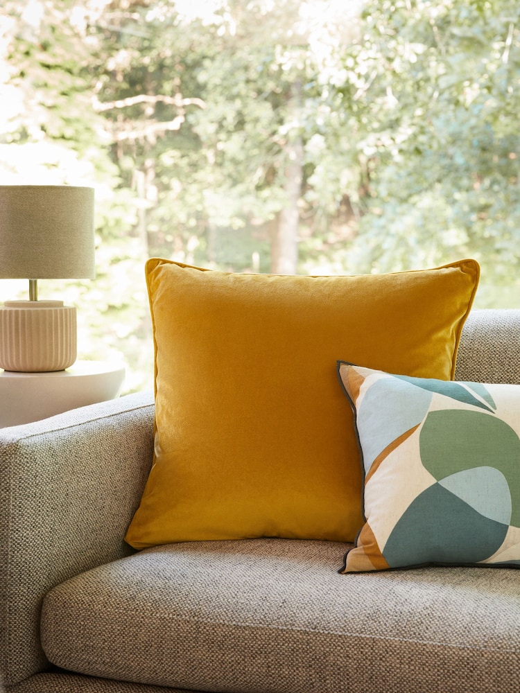 Dark Ochre Yellow 43 x 43cm Matte Velvet Cushion - Image 2 of 7