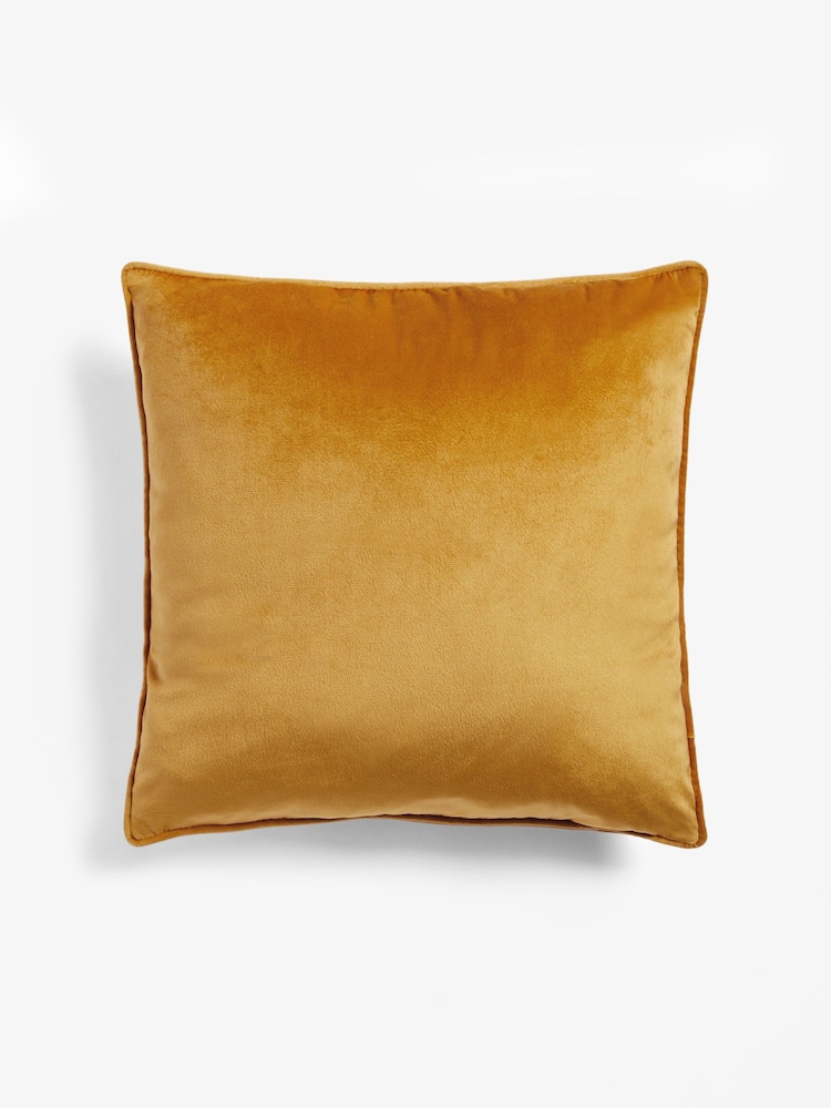 Dark Ochre Yellow 43 x 43cm Matte Velvet Cushion - Image 5 of 7