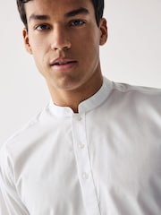 White Regular Fit Short Cotton Kurta - Image 4 of 6