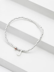 Silver Tone Initial Sparkle Beaded Stretch Bracelet - Image 10 of 25