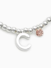 Silver Tone Initial Sparkle Beaded Stretch Bracelet - Image 13 of 25