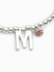 Silver Tone Initial Sparkle Beaded Stretch Bracelet - Image 14 of 25