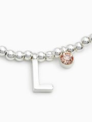 Silver Tone Initial Sparkle Beaded Stretch Bracelet - Image 15 of 25