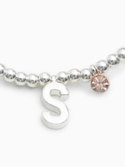 Silver Tone Initial Sparkle Beaded Stretch Bracelet - Image 16 of 25