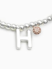 Silver Tone Initial Sparkle Beaded Stretch Bracelet - Image 18 of 25