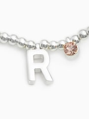 Silver Tone Initial Sparkle Beaded Stretch Bracelet - Image 19 of 25