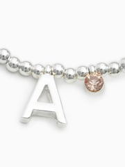 Silver Tone Initial Sparkle Beaded Stretch Bracelet - Image 20 of 25