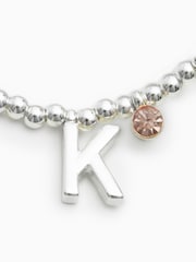 Silver Tone Initial Sparkle Beaded Stretch Bracelet - Image 21 of 25