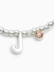 Silver Tone Initial Sparkle Beaded Stretch Bracelet - Image 22 of 25