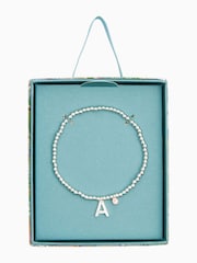 Silver Tone Initial Sparkle Beaded Stretch Bracelet - Image 23 of 25