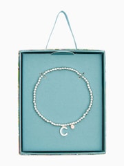 Silver Tone Initial Sparkle Beaded Stretch Bracelet - Image 24 of 25