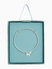 Silver Tone Initial Sparkle Beaded Stretch Bracelet - Image 25 of 25