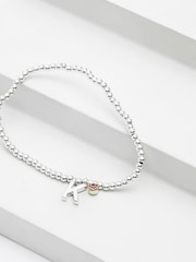 Silver Tone Initial Sparkle Beaded Stretch Bracelet - Image 4 of 25
