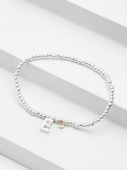 Silver Tone Initial Sparkle Beaded Stretch Bracelet - Image 6 of 25
