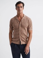 Reiss Rose Amersham Textured Button Through Shirt - Image 1 of 6
