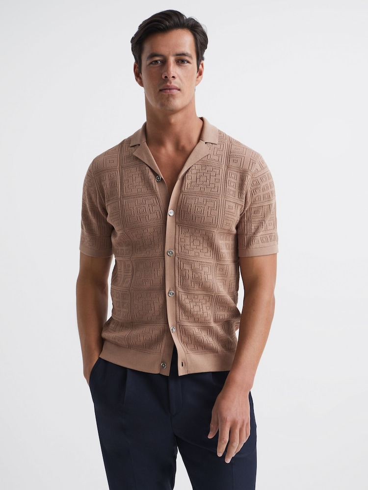 Reiss Rose Amersham Textured Button Through Shirt - Image 1 of 6