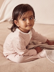 Rosa gepunktet - MORI Cotton & Bamboo 2 Way Zip Up Sleepsuit - Bild 1 von 5